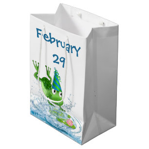 Leap Year Birthday Party Frog Medium Gift Bag
