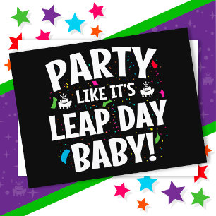 Leap Year Birthday Party Leap Day Baby Feb 29th Postcard