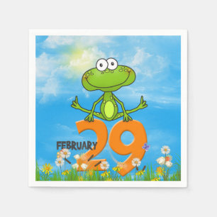 Leap year frog jumping over 29 number napkin