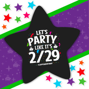 Leap Year Leap Day Party Feb 29th Birthday Star Sticker