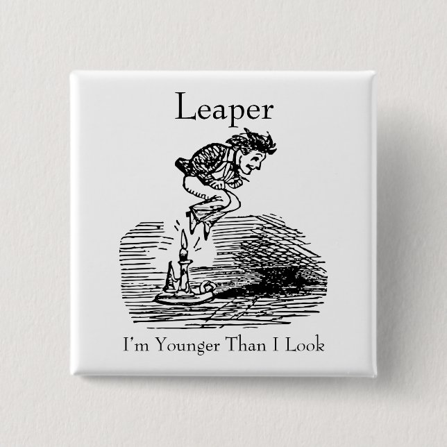Leap Year Leaper Birthday 2 Inch Square Button (Front)