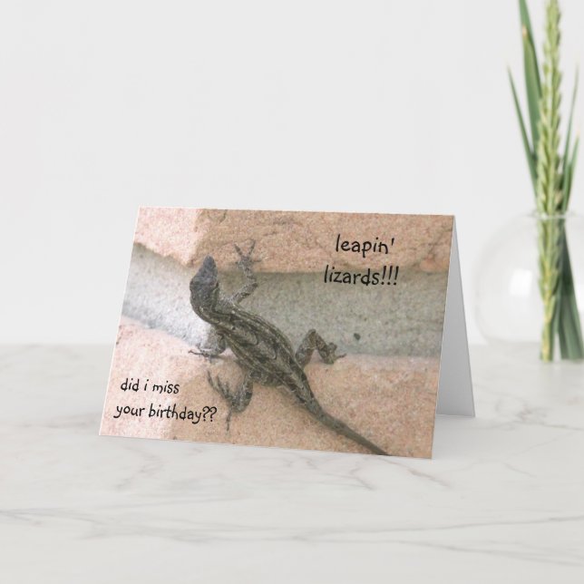 leapin' lizards!! funny belated birthday card (Front)