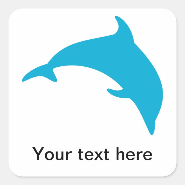 Leaping Blue Dolphin Silhouette Square Sticker (Front)