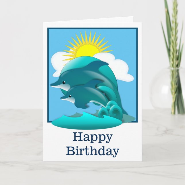 Leaping Blue Dolphins Personalized Card (Front)