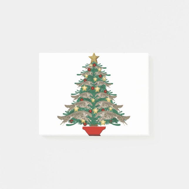 Leaping Borzoi Christmas Tree Post-it Notes (Front)