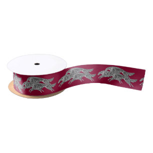Leaping Borzoi Holiday Ribbon Satin Ribbon
