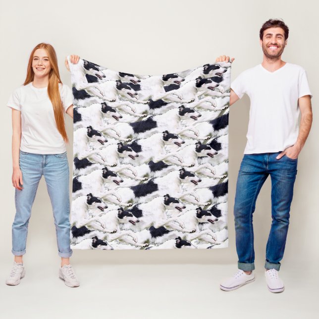 Leaping Borzoi Plush Fleece Throw (In Situ)