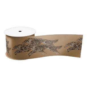Leaping Borzoi Ribbon Satin Ribbon