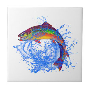 Leaping Brook Trout    Tile