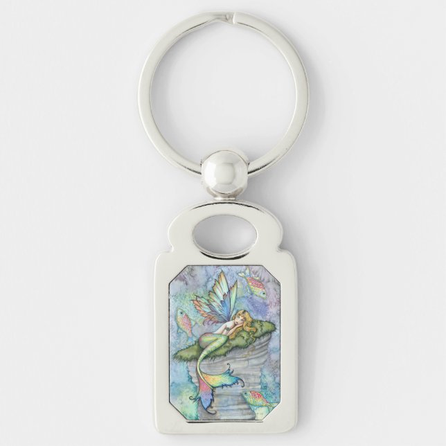 Leaping Carp Mermaid Fantasy Art by Molly Harrison Keychain (Front)