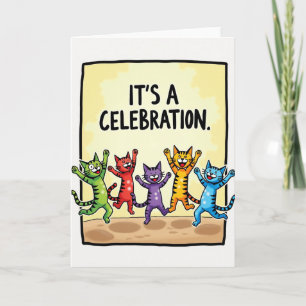 Leaping Cats Birthday Card