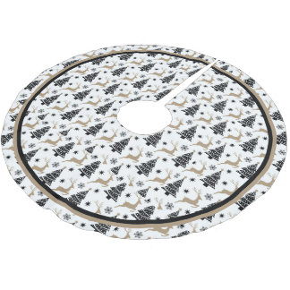 Leaping Deer Black & White Theme Cute Brushed Polyester Tree Skirt