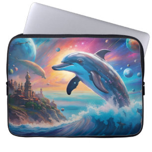 Leaping Dolphin, Fantasy, planets Laptop Sleeve