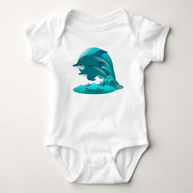 Leaping Dolphins Baby Bodysuit (Front)