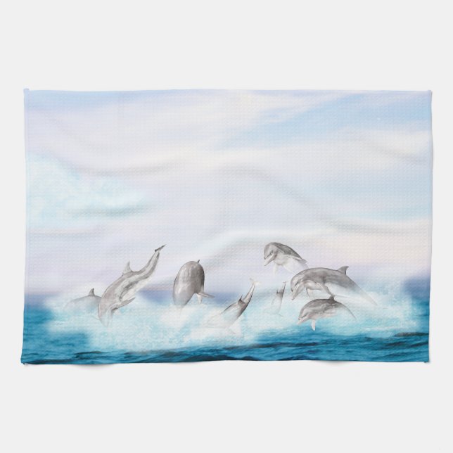 Leaping Dolphins Kitchen Towel (Horizontal)