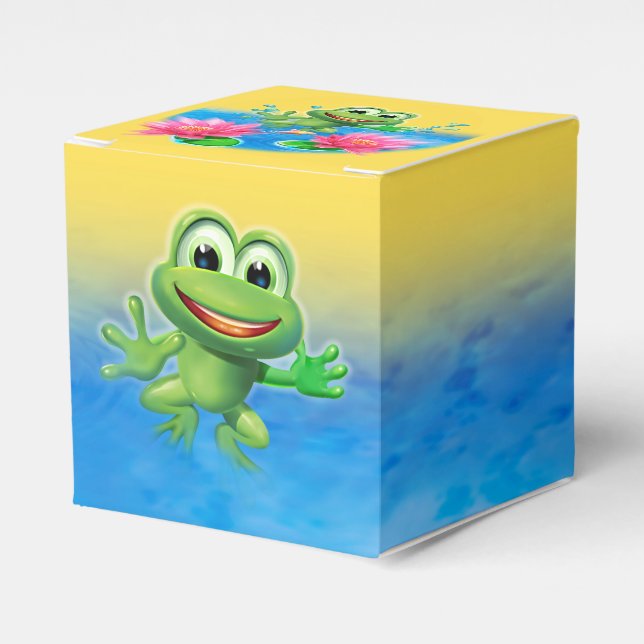 Leaping Frog birthday party cake and favour boxes (Front Side)