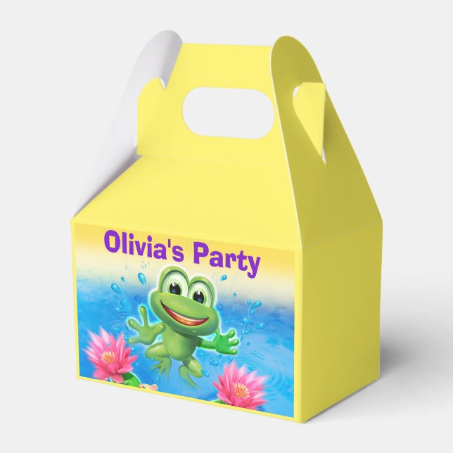 Leaping Frog birthday party gable favour box. Favor Box (Front Side)