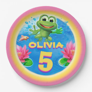 Leaping Frog CUSTOM paper party plate 9 inch.
