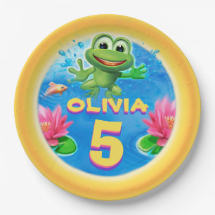 Leaping Frog CUSTOM paper party plate 9 inch.