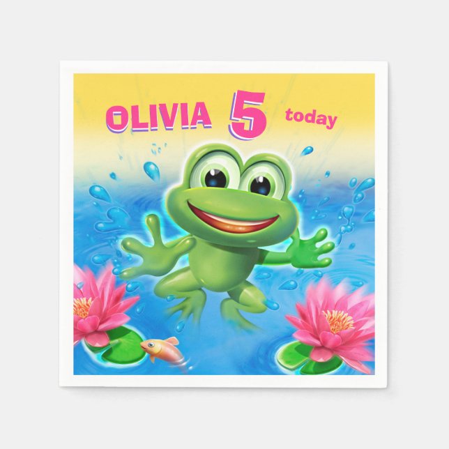 Leaping Frog custom party paper napkin (Front)