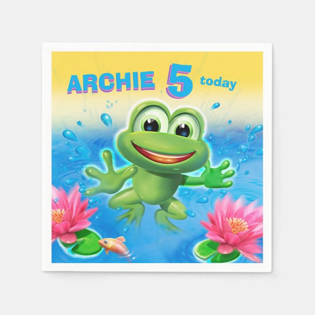 Leaping Frog custom party paper napkin (Front)