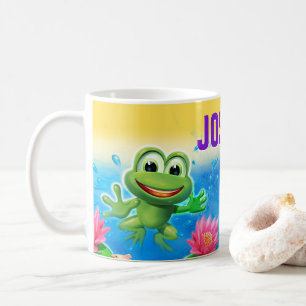 Leaping frog party custom NAME ceramic mug