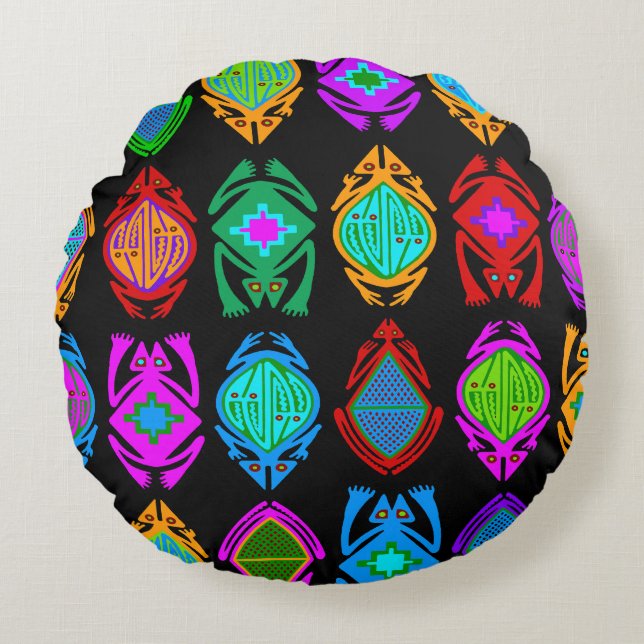 Leaping Frogs Round Pillow (Front)