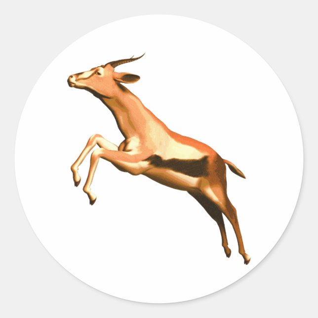 Leaping Gazelle Classic Round Sticker (Front)