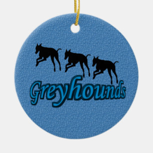 Leaping Greyhound Silhouettes Ornement de chien