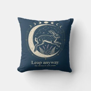 Leaping Hare Moon Phase Star Chart Pillow
