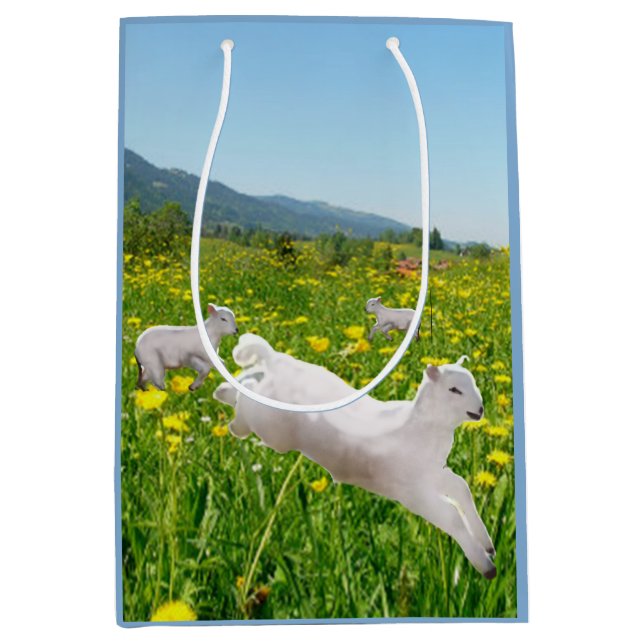 Leaping Lamb Easter Medium Gift Bag (Front)