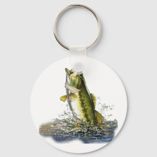 Leaping largemouth bass keychain