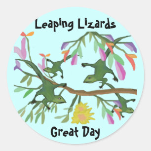Leaping Lizards Great Day Classic Round Sticker