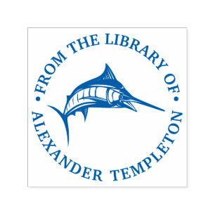Leaping Marlin Nautical Ocean Library Book Name Self-inking Stamp