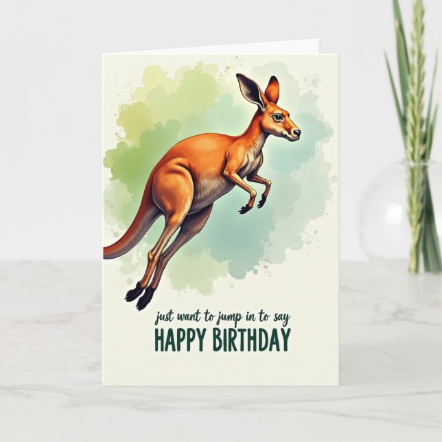 Leaping Marsupial Birthday Card (Front)