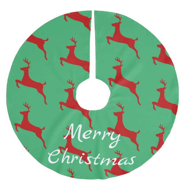 Leaping Red Deer Thunder_Cove Brushed Polyester Tree Skirt (Front)