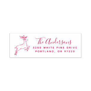 Leaping Reindeer Holiday Return Address Self-inking Stamp