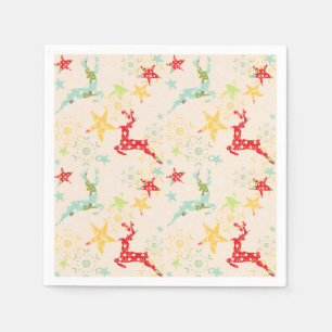 Leaping Reindeer, Stars and Snowflakes Napkin