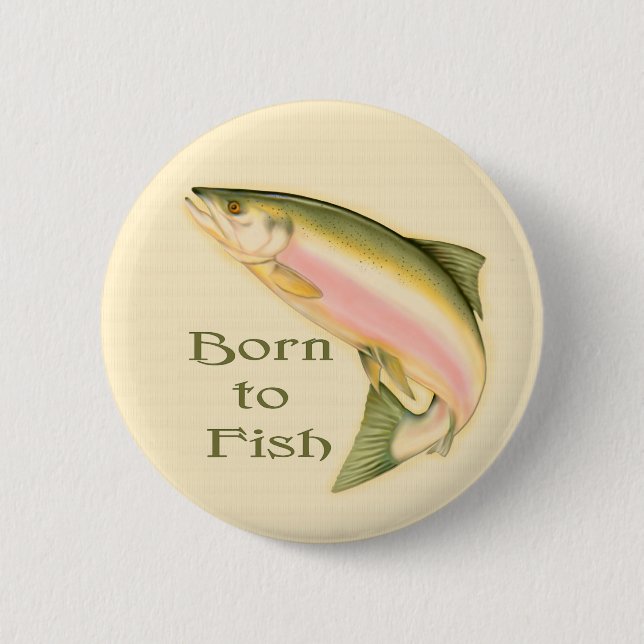Leaping Salmon 2 Inch Round Button (Front)