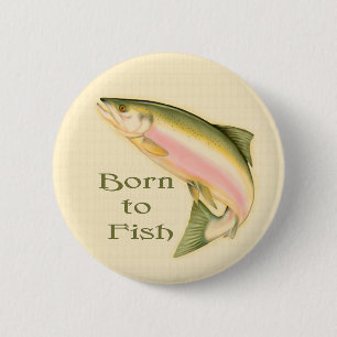 Leaping Salmon 2 Inch Round Button