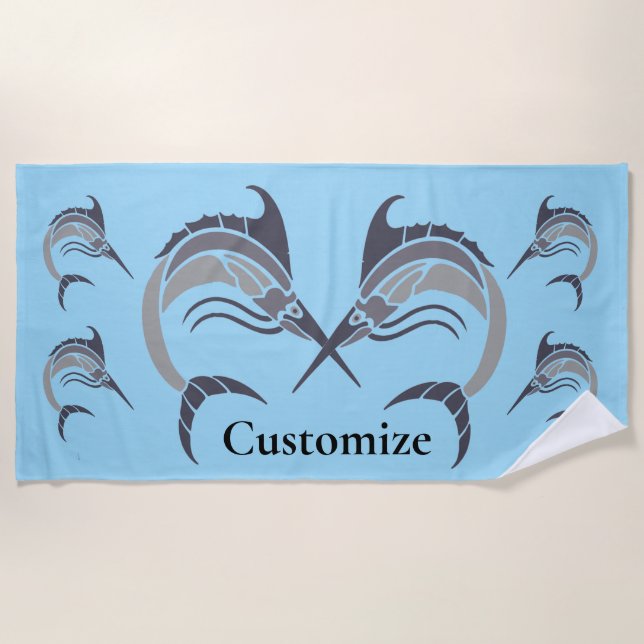 Leaping Swordfish Thunder_Cove Beach Towel (Front)