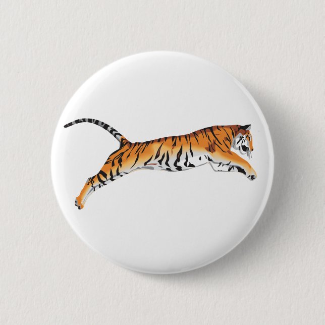 Leaping Tiger 2 Inch Round Button (Front)