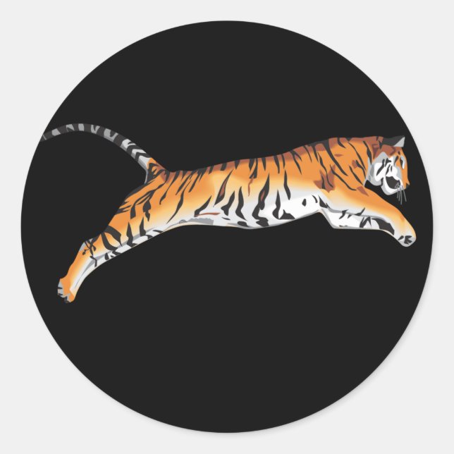 Leaping Tiger Classic Round Sticker (Front)