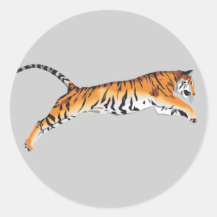 Leaping Tiger Classic Round Sticker