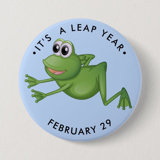 Lear Year Cartoon Frog 3 Inch Round Button (Front)