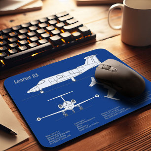 Learjet 23 - Airplane Blueprint Drawing Plans ABD Mouse Pad