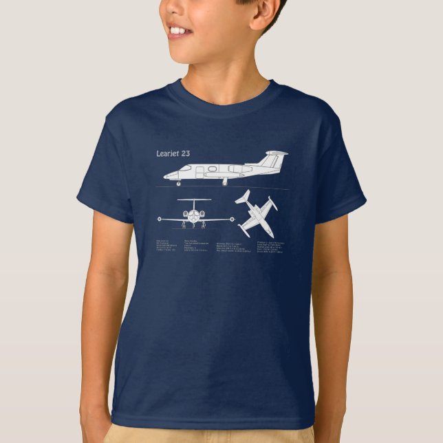 Learjet 23 - Airplane Blueprint Drawing Plans ABD T-Shirt (Front)