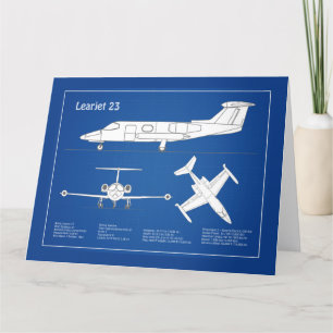 Learjet 23 - Airplane Blueprint Drawing Plans ABD Thank You Card