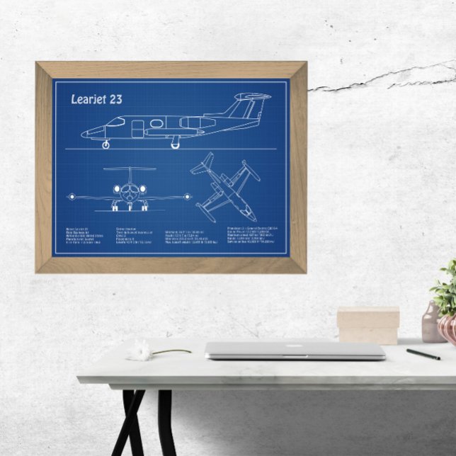 Learjet 23 - Airplane Blueprint Drawing Plans AD Photo Print (Creator Uploaded)