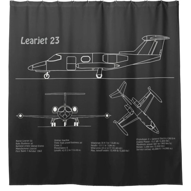 Learjet 23 - Airplane Blueprint Drawing Plans PD (Front)